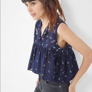 {UO} NWT Alexia Ruffle Cropped Navy Tank Top